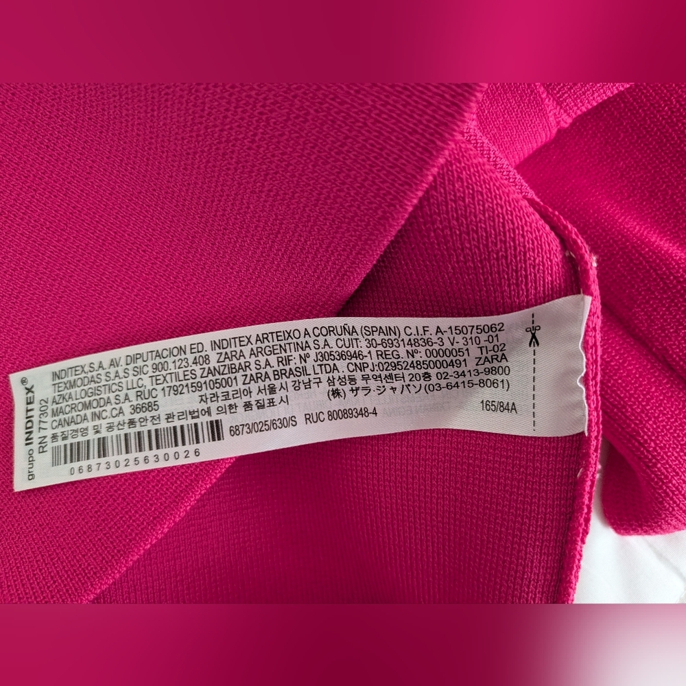 Zara Womens Fuchsia Pink V-Neck Button Front Knit Cardigan Sweater Size S - Picture 5 of 5